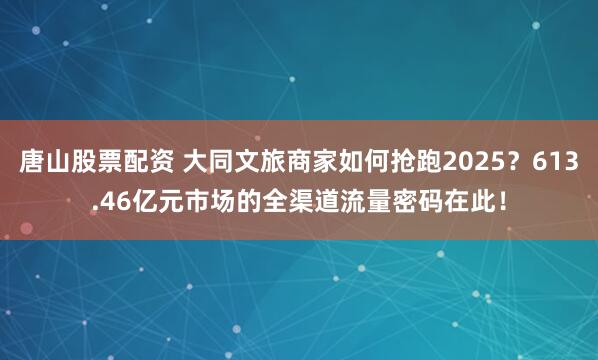 唐山股票配资 大同文旅商家如何抢跑2025?613.46亿元市场的全渠道流量密码在此!